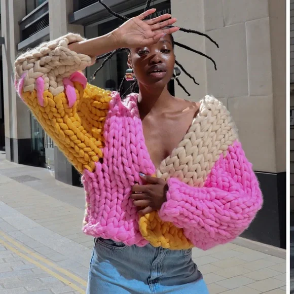 Hope Macaulay Chunky Cardigan Pink Hope Macaulay Sweaters Hope